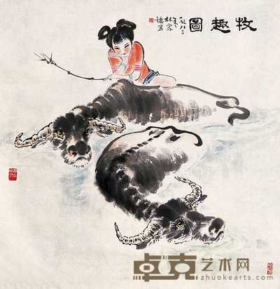 林家镛 牧趣图 立轴 69×67cm